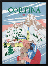 Travel Poster Woman in Cortina, Italy Poster