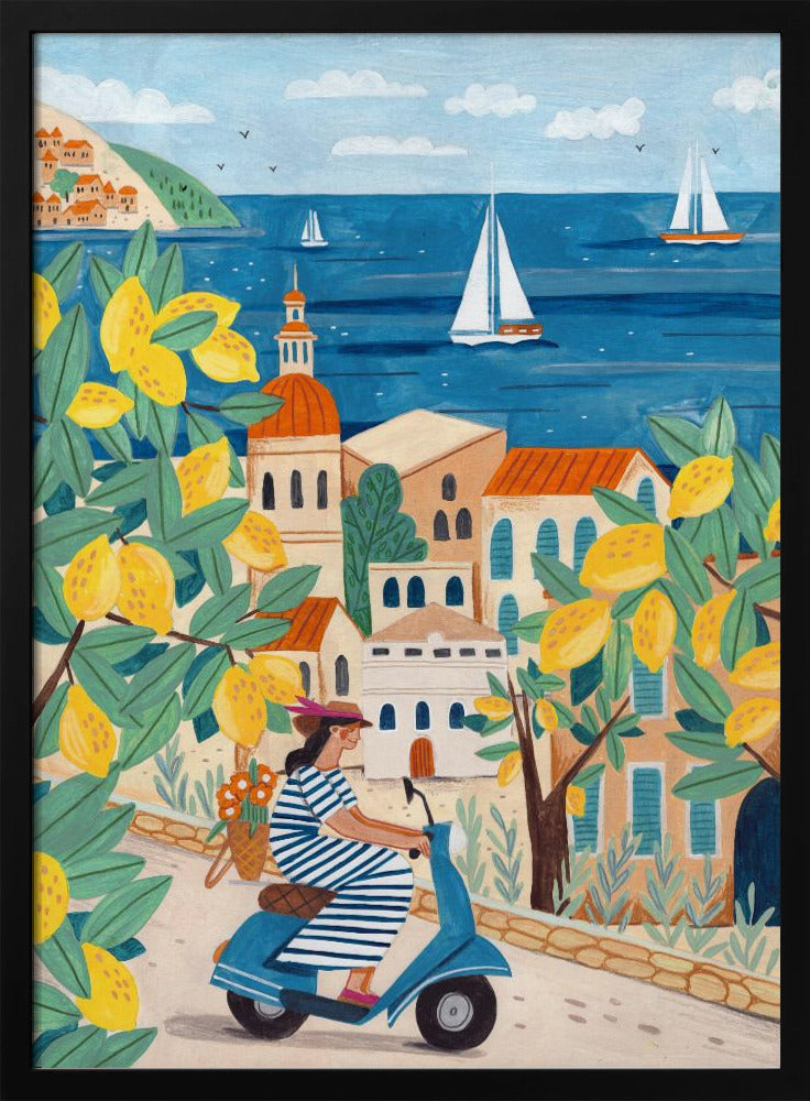 Travel poster woman on the Amalfi coast, Italy Poster