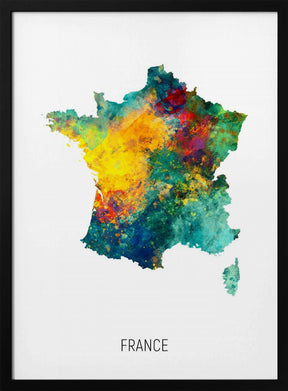 France Watercolor Map Poster