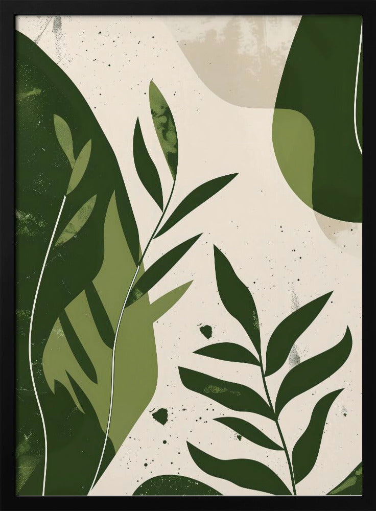 Green Abstract Leaves No 2 Poster