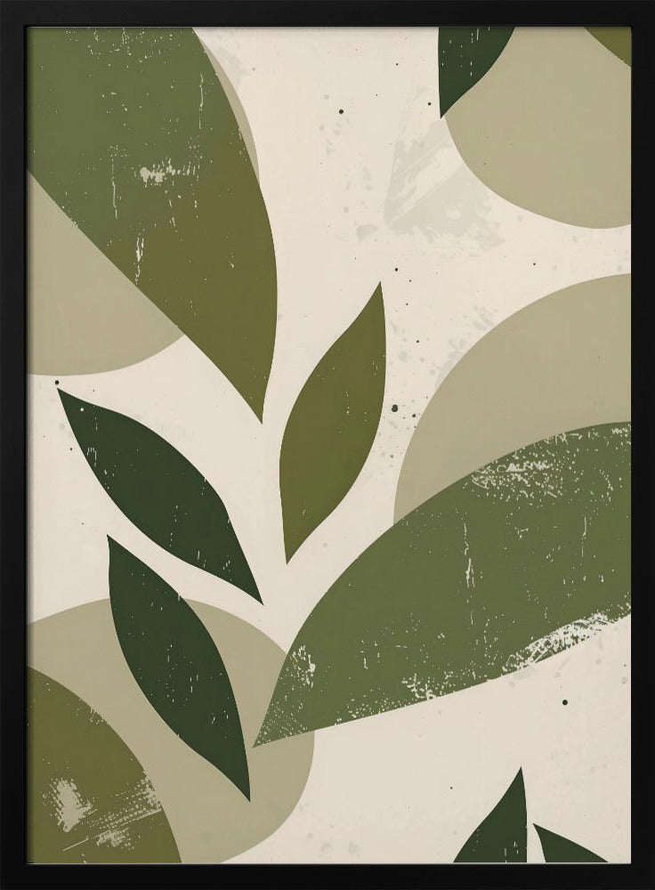 Green Abstract Leaves No 3 Poster