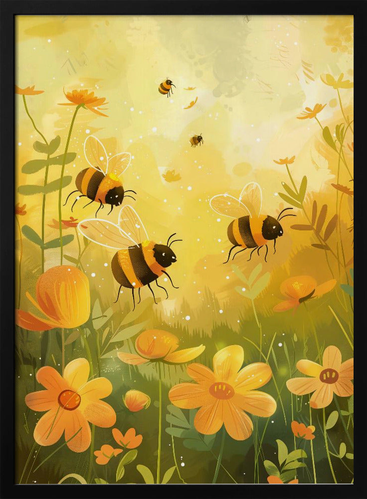 Bees and Flowers Poster