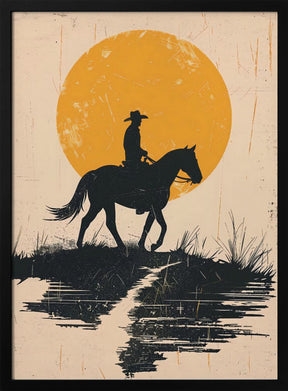 Cowboy In the Sunset Poster