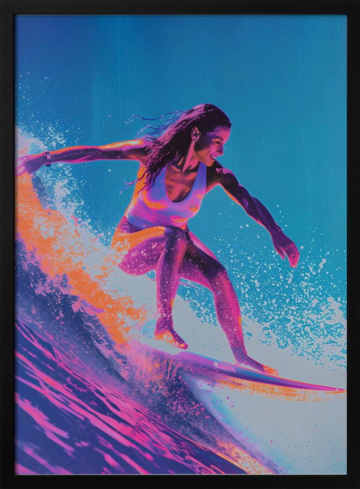 Surfing Woman Poster