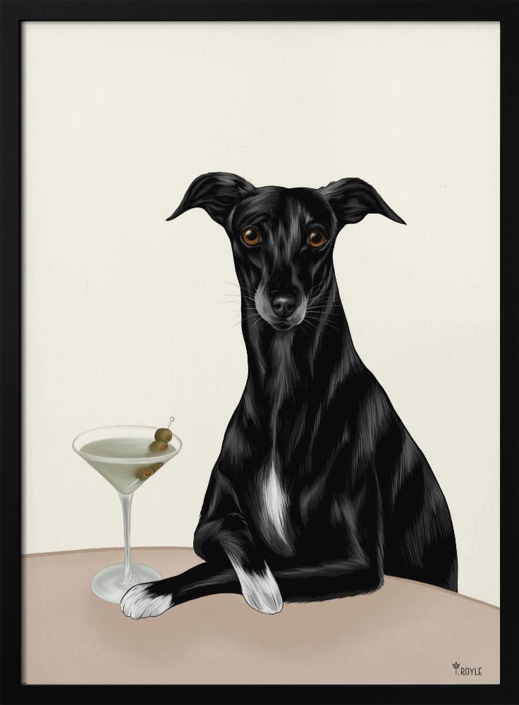 Classy Greyhound with Martini Poster