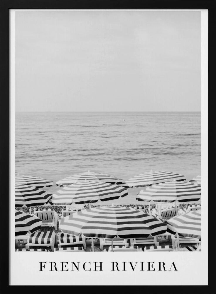 French Riviera Travel In Black and White Poster