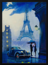 Rainy Parisian Encounter Poster