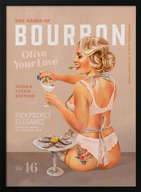 Bourbon Babe Vol 16 Vintage Vodka Martini Pin Up Girl Poster