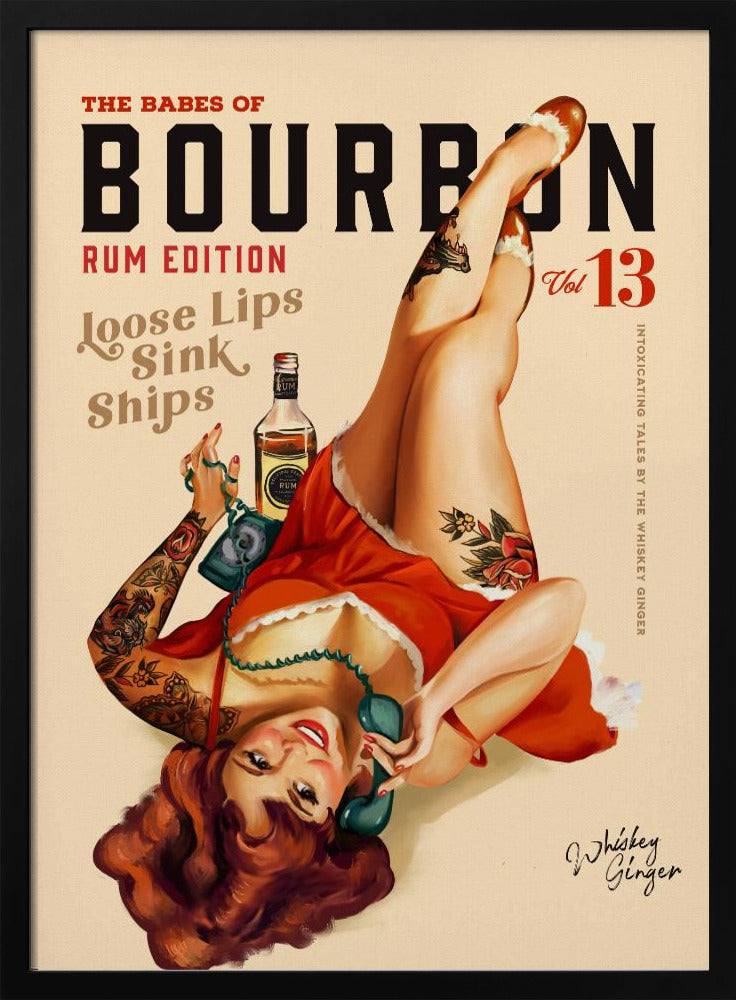 Babes of Bourbon Vol 13 Rum Drinking Pinup Girl Art Poster