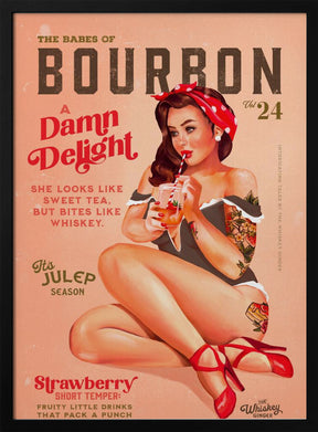 Bourbon Babes Vol 22 Vintage Pinup Girl Drinking A Cocktail Poster