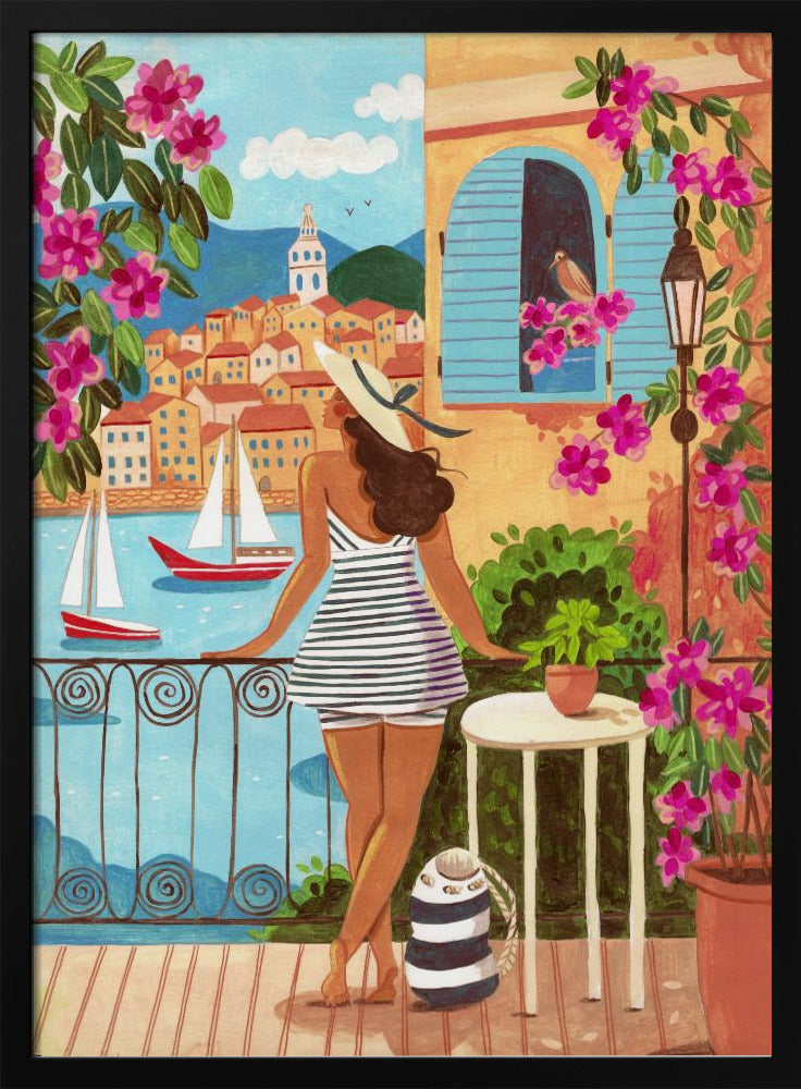 Travel poster woman in Saint-Tropez, France Poster