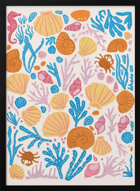 Sea Critters Color On White Poster