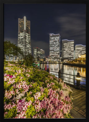 Picturesque Yokohama skyline at night Poster