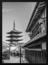 Historic Kyoto with Yasaka Pagoda - monochrome Poster