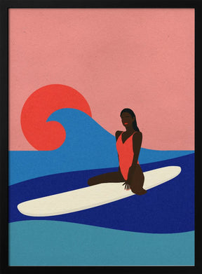 Girl On a Surfboard Poster