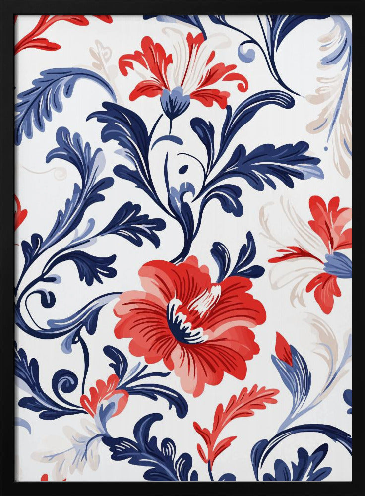 Floral In Blue and Red Poster