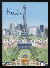 Eiffel Tower with Paris City in Background by Artist Carla Daly Poster