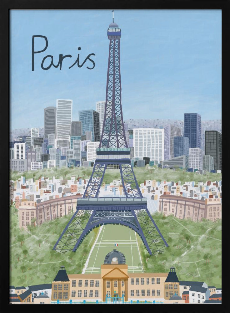 Eiffel Tower with Paris City in Background by Artist Carla Daly Poster