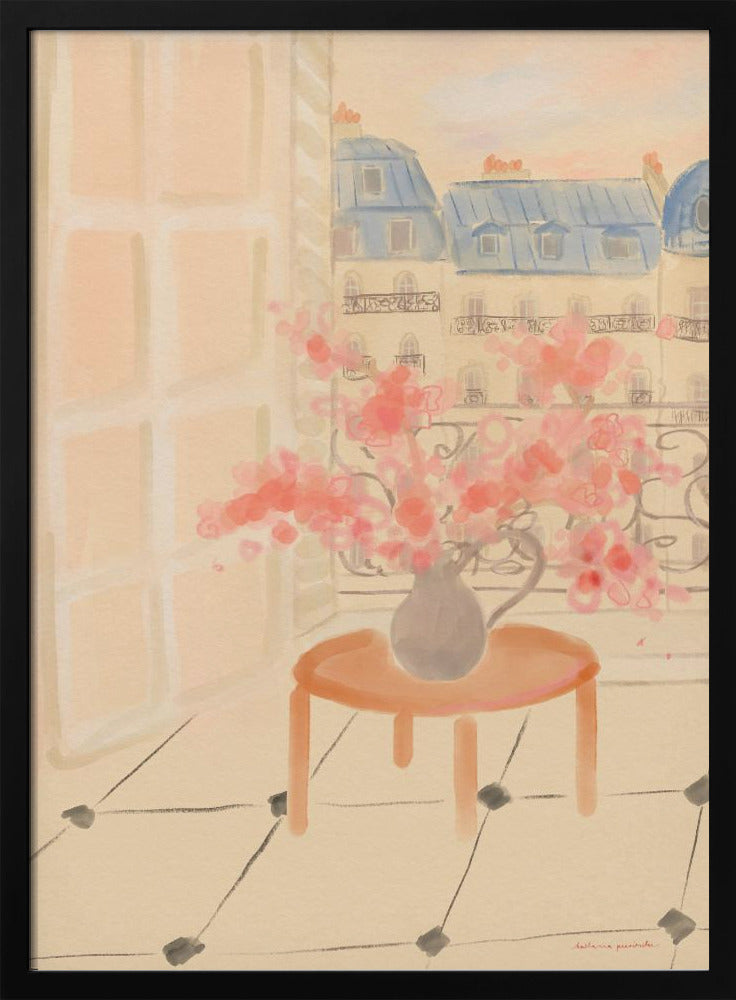 Cherry Blossoms In Parisian Apartment Poster