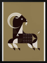 Golden Animals - Kri Kri Goat (Gold) Poster