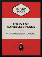 The Joy of Cancelled Plans - Funny Vintage Book Cover - Sarcastic Self Help - Red Poster