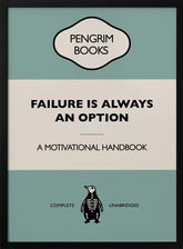 Failure Is Always an Option - Funny Vintage Book Cover - Sarcastic Self Help - Blue Poster