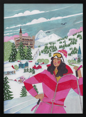 Winter Scene Woman Skiing Poster