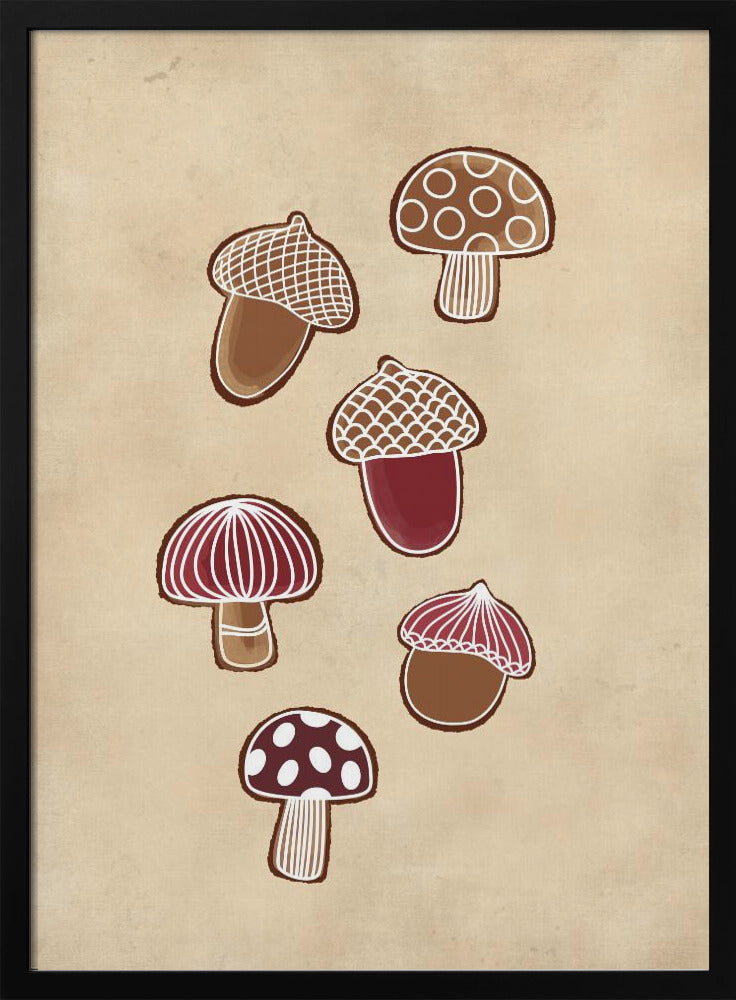 Acorn and mushroom cookies Poster