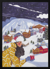 Winter Scene woman with coffee Poster