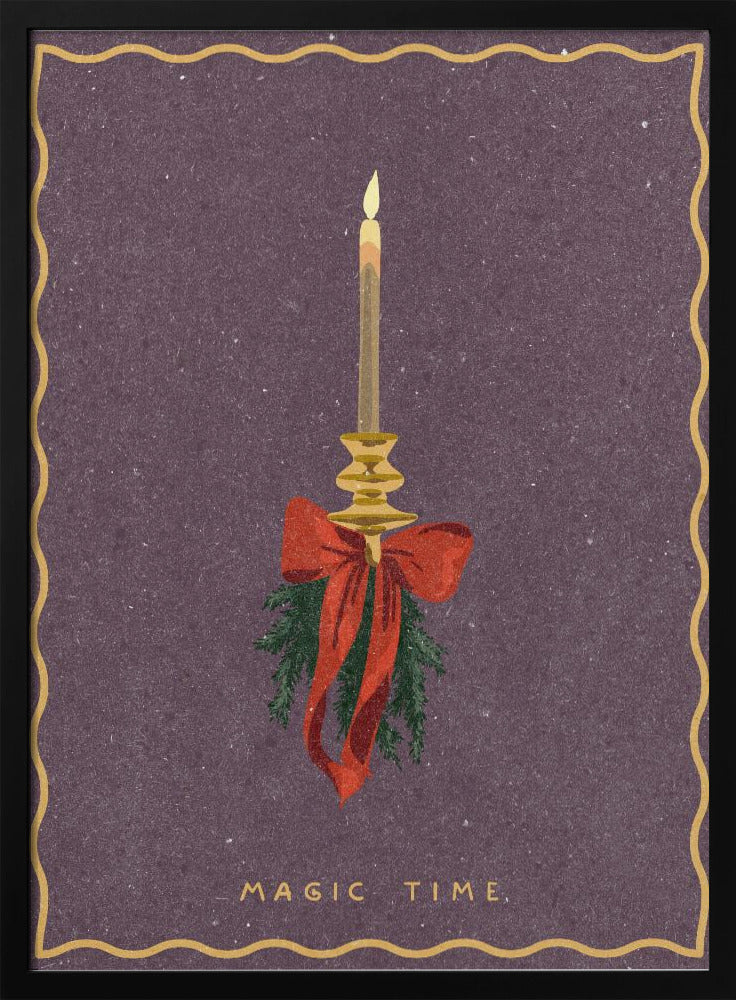 Candle with bow and spruce sprigs Poster