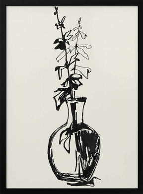 Leaves in a vase ink sketch Poster