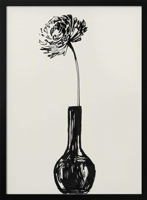 Flower in a vase ink sketch Poster