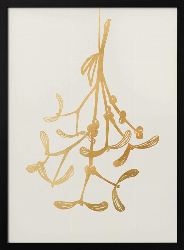 Mistletoe ink sketch (gold) Poster