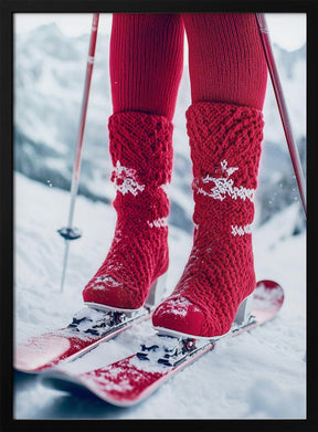 Ski Glamour Red Poster