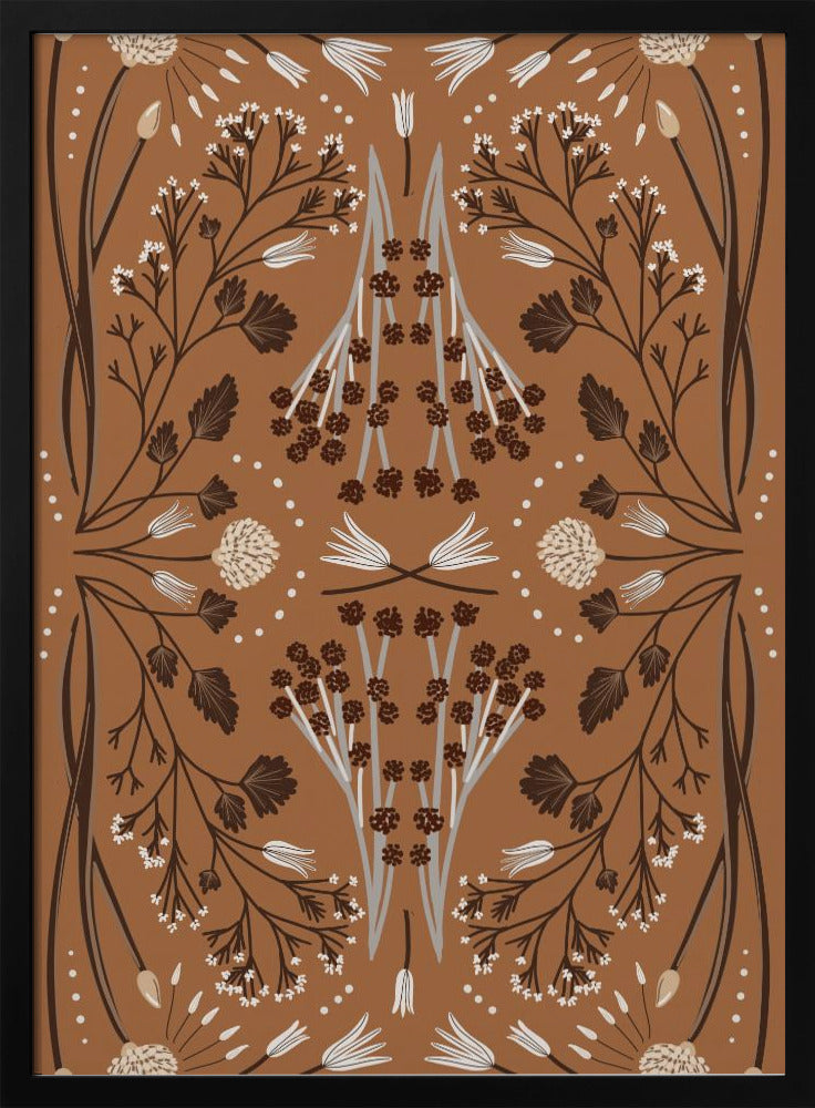 Folk Mirrored Botanicals - Earth Tones Poster