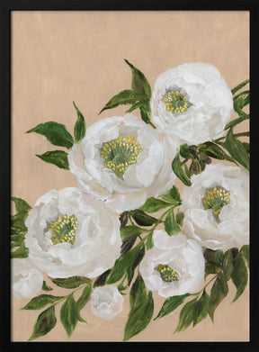 Evadne peonies in coral Poster