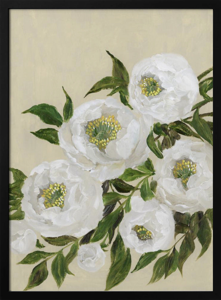 Evadne peonies in beige Poster