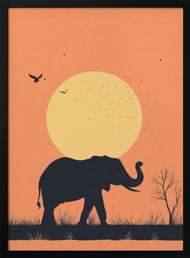 Elephant On the Savannah Poster