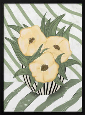 Yellow poppies in vase Poster