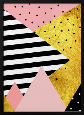 Gold Abstract Pink - Modern Geometric Poster