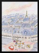 Parisian Rooftop Picnic With Eiffel Tower Views Poster