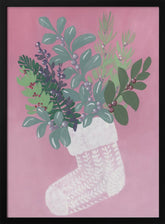 Pink floral stocking Poster