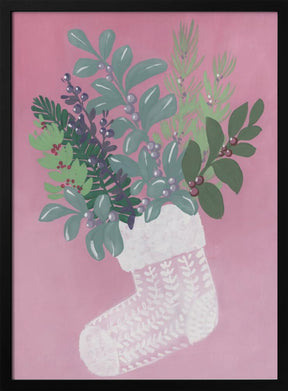 Pink floral stocking Poster