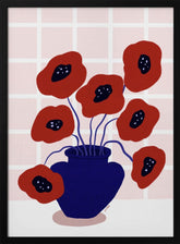 Red Poppies In a Vase Illustration Poster