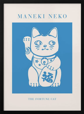 Maneki-neko Cat Blue Poster