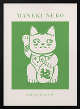 Maneki-neko Cat Green Poster