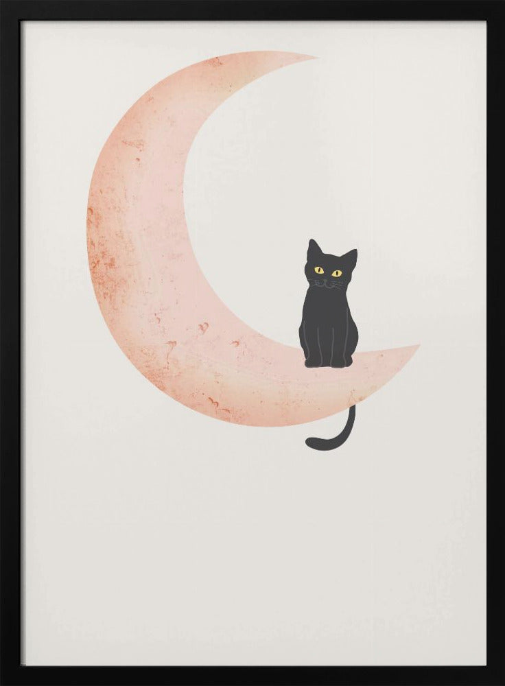 Cat Crescent Moon Poster