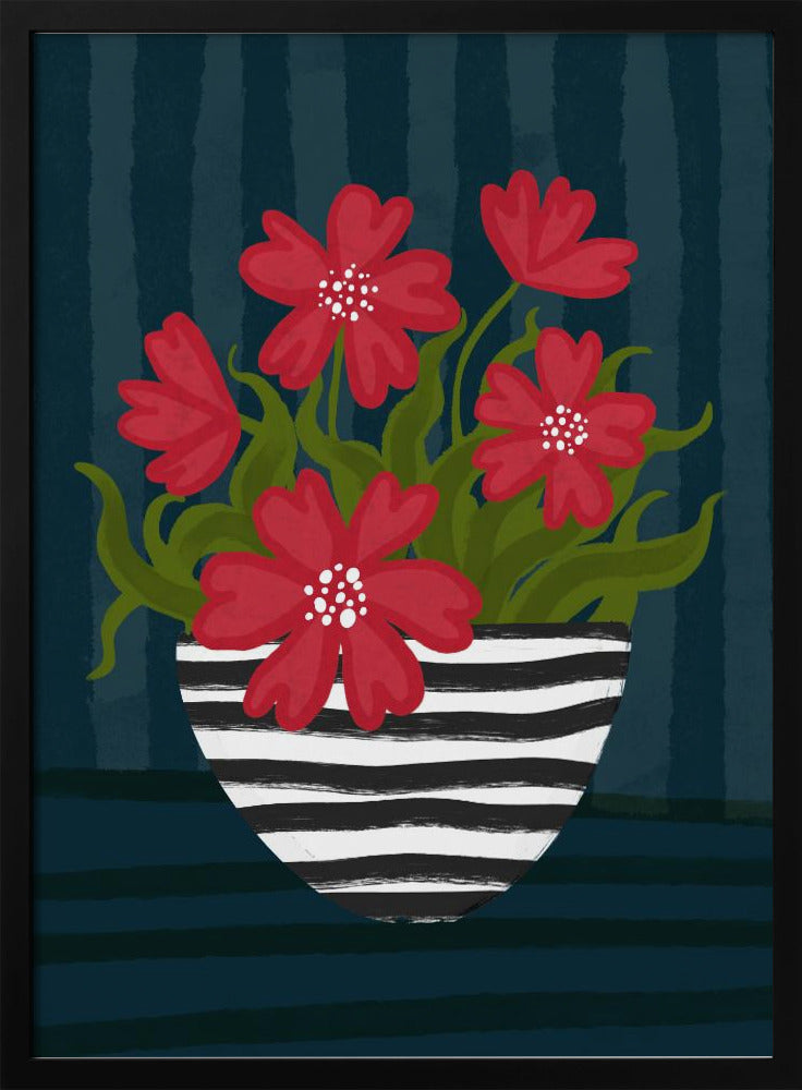 Striped Vase Poster