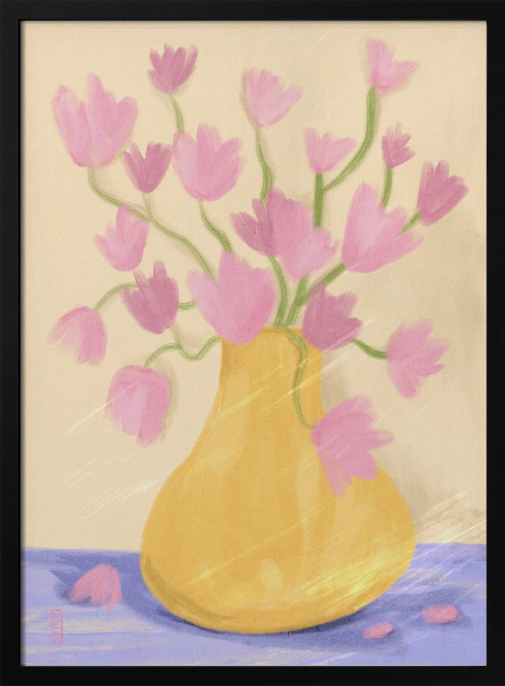 Simple Spring Blossoms In a Vase Illustration Art Poster