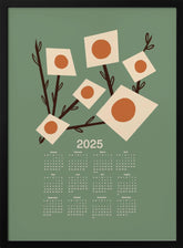 Sunburst Blossoms Sage 2025 Mid Century Calendar Poster